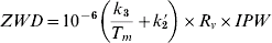 ZWD \equals 10^{ \minus \setnum{6}} \left( {{{k_{\setnum{3}} } \over {T_{m} }} \plus k_{\setnum{2}}\hskip-3\prime } \right) \times R_{v} \times IPW