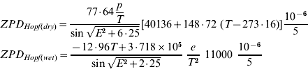 \eqalign{ \tab ZPD_{Hopf\lpar dry\rpar } \equals {{77{\cdot}64{\displaystyle\,{p \over T}}} \over {\sin \sqrt {E^{\setnum{2}} \plus 6{\cdot}25} }}\lsqb 40136 \plus 148{\cdot}72 \ \lpar T \minus 273{\cdot}16\rpar \rsqb {{10^{ \minus \setnum{6}} } \over 5} \cr \tab ZPD_{Hopf\lpar wet\rpar } \equals {{ \minus 12{\cdot}96T \plus 3{\cdot}718 \times 10^{\setnum{5}} } \over {\sin \sqrt {E^{\setnum{2}} \plus 2{\cdot}25} }} \ {e \over {T^{\setnum{2}} }} \ 11000 \ {{10^{ \minus \setnum{6}} } \over 5} \cr}