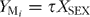 $Y_{{{\rm{M}}_{i} }} = \tau X_{{{\rm{SEX}}}} $