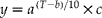 y = a ^{( T - b )/10}\times c
