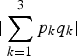 $\vert\sum_{k=1}^{3} p_{k}q_{k}\vert$
