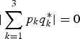 $\vert\sum_{k=1}^{3} p_{k}q_{k}^\ast\vert=0$