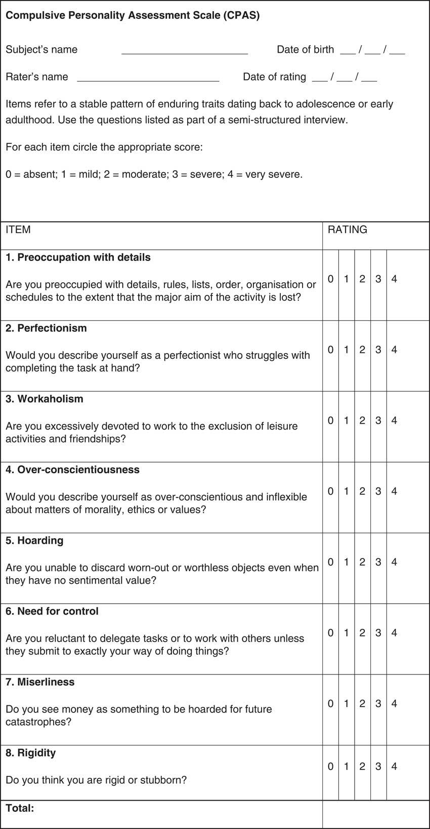 The neuropsychology of obsessive-compulsive personality disorder: a new ...