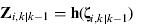 $${\bf Z}_{i,k|k - 1} = {\bf h}({\bf \zeta} _{i,k|k - 1} )$$