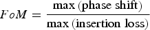 FoM = \displaystyle{{\max\left({{\rm phase}\; {\rm shift}} \right)} \over {\max\left({{\rm insertion}\; {\rm loss}} \right)}} \eqno\lpar 4\rpar