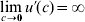 \mathop {\lim }\limits_{c \to \setnum{0}} u\prime\lpar c\rpar \equals \infty