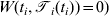 W\lpar t_{i} \comma {\cal T}_{i} \lpar t_{i} \rpar \rpar \equals 0