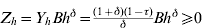 Z_{h} \equals Y_{h} Bh^{\delta } \equals {\textstyle{{\lpar 1 \plus \delta \rpar \lpar 1 \minus \tau \rpar } \over \delta }}Bh^{\delta } \geqslant 0