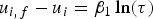 $u_{i\comma f} - u_i=\beta _1 \ln\lpar \tau \rpar $