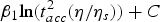 $\beta _1 \hbox{ln}\lpar t_{acc}^2 \lpar \eta /\eta _s \rpar \rpar +C$