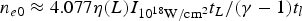 $n_{e0} \approx 4.077 \eta \lpar L\rpar I_{10^{18} {\rm W/cm^2} } t_L /\lpar \gamma - 1\rpar t_l $