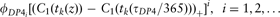 )(--><$> {{\phi }_{DP{{4}_i}}}{{[({{C}_1}({{t}_k}(z)) \ {\rm{ - }} \ {{C}_1}({{t}_k}({{\tau }_{DP4}}{{/365)))}_ + }]}^i}, \; \; i = 1,2, \ldots <$><!--