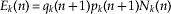 E_{k} \lpar n\rpar \equals q_{k} \lpar n \plus 1\rpar p_{k} \lpar n \plus 1\rpar N_{k} \lpar n\rpar