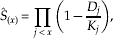 \hat{S}_{\lpar x\rpar } \equals \prod\limits_{j \lt x} {\left( {1 \minus {{D_{j} } \over {K_{j} }}} \right)} \comma