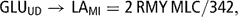 \[ {\rm{GLU}}_{{{\rm{UD}}}} \rightarrow {\rm{LA}}_{{{\rm{MI}}}} = {\rm{2}}\,{\rm{RMY}}\,{\rm{MLC}}/{\rm{342,}} \]