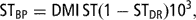 \[ {\rm{ST}}_{{{\rm{BP}}}} = {\rm{DMI}}\,{\rm{ST}}({\rm{1}} - {\rm{ST}}_{{{\rm{DR}}}} )10^{3}, \]