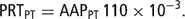 \[ {\rm{PRT}}_{{{\rm{PT}}}} = {\rm{AAP}}_{{{\rm{PT}}}} \,{\rm{110}}\times {\rm{10}}^{{ - {\rm{3}}}} . \]