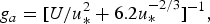 g_a = \lsqb U/u_{\ast}^2 + 6.2u_{\ast}^{- 2/3}\rsqb ^{- 1}\comma