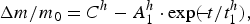 \Delta m/m_0 = C^h - A_1^h \cdot \exp\lpar \!\!-\!t/t_1^h\rpar,