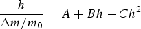 {h \over \Delta m/m_0} = A + Bh - Ch^2