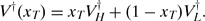 \begin{equation}
V^\dag (x_T) = x_T V^\dag _H + (1-x_T) V^\dag _L.
\end{equation}