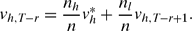 \begin{equation}
v_{h,T-r} = \frac{n_h}{n} v_h^* + \frac{n_l}{n} v_{h,T-r+1}.
\end{equation}