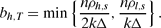 $$
b_{h,T} = \min \left\lbrace \frac{n \rho _{h,s}}{2 k \Delta }, \frac{n \rho _{l,s}}{k \Delta } \right\rbrace.
$$
