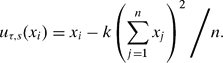 $$
u_{\tau,s}(x_i) = x_i - k\left(\sum _{j=1}^{n} x_j\right)^{2}\Bigg/n.
$$