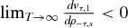$\lim _{T \rightarrow \infty } \frac{d v_{\tau ,1}}{d \rho _{-\tau ,s}} < 0$