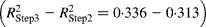 \left (  R  _{Step3}^{2} -   R  _{Step2}^{2} = 0\cdot 336 - 0\cdot 313\right )
