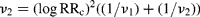 \nu _{2} = (log\,RR_{c})^{2}((1/\nu _{1}) + (1/\nu _{2}))