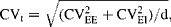 CV_{t} = \sqrt {( CV _{EE}^{2} +  CV _{EI}^{2})/d},