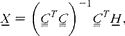 \begin{eqnarray} { X _{\lowbar } } = \left ({ C _{ = } }^{ T }{ C _{ = } }\right )^{ - 1}{ C _{ = } }^{ T }{ H _{\lowbar } }, \end{eqnarray}