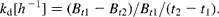 k _{d}[ h ^{ - 1}] = ( B _{ t 1} -  B _{ t 2})/ B _{ t 1}/( t _{2} -  t _{1}).