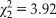 $\chi _2^2 \,= \,3.92$