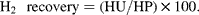 H_{2}\ \,recovery = (HU/HP)\times 100.