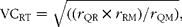 VC_{RT} = \sqrt {(( r _{QR}\times r _{RM})/ r _{QM})},