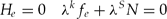 \begin{equation}
H_e = 0\quad \lambda ^k f_e + \lambda ^S N = 0 \end{equation}