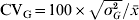 {\rm CV}_{\rm G} \equals 100 \times \sqrt {\sigma _{G}^{\setnum{2}} } \sol \bar{x}