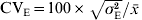 {\rm CV}_{\rm E} \equals 100 \times &#x003C;$&#x003E;&#x003C;$&#x003E;\sqrt {\sigma _{\rm E}^{\setnum{2}} } \sol \bar{x}