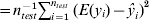 \equals n_{{test}}^{ \minus \setnum{1}} \sum\nolimits_{i \equals \setnum{1}}^{n_{{{test}}} } \,{\lpar {E\lpar y_{i} \rpar \minus {\hat{y}}_{i} } \rpar }^{\setnum{2}}