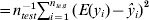 \equals n_{{test}}^{ \minus \setnum{1}} \sum\nolimits_{i \equals \setnum{1}}^{n_{{{test}}} } \,{\lpar {E\lpar y_{i} \rpar \minus {\hat{y}}_{i} } \rpar }^{\setnum{2}}