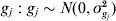 g_{j} \ \colon \ g_{j} \sim N\lpar 0\comma \sigma _{g_{j} }^{\setnum{2}} \rpar