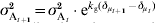 \sigma _{{\rm A}_{{t \plus \setnum{1}}} }^{\setnum{2}} \equals \sigma _{{\rm A}_{t} }^{\setnum{2}} \cdot {\rm e}^{k_{{\rm g}} \lpar \delta _{{\mu _{{t \plus \setnum{1}}} }} \minus \delta _{{\mu _{t} }} \rpar }
