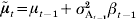 \tilde{\mu }_{t} \equals \mu _{t \minus \setnum{1}} \plus \sigma _{{\rm A}_{{t \minus \setnum{1}}} }^{\setnum{2}} \beta _{t \minus \setnum{1}}