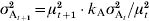 \sigma _{{\rm A}_{{t \plus \setnum{1}}} }^{\setnum{2}} \equals \mu _{t \plus \setnum{1}}^{\setnum{2}} \cdot k_{\rm A} \sigma _{{\rm A}_{t} }^{\setnum{2}} \sol \mu _{t}^{\setnum{2}}