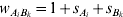 w_{A_{i} B_{k}} \equals 1 \plus s_{A_{i}} \plus s_{B_{k}}