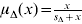 \mu _{\rmDelta } \lpar x\rpar \equals {\textstyle{x \over {s_{\rmDelta } \plus x}}}