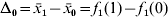 \rmDelta _{\setnum{0}} \equals \bar{x}_{\setnum{1}} \minus \bar{x}_{\setnum{0}} \equals f_{\setnum{1}} \lpar 1\rpar \minus f_{\setnum{1}} \lpar 0\rpar