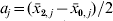 a_{j} \equals \lpar \bar{x}_{\setnum{2}\comma j} \minus \bar{x}_{\setnum{0}\comma j} \rpar \sol 2